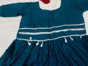 Elegant Teal &amp; White Kurta Set