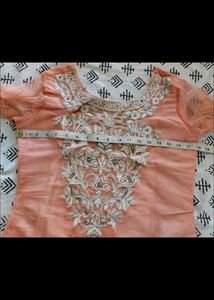 Elegant Peach/coral Pink Kurta Set