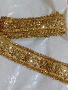 Golden Embroidered Lace Trim