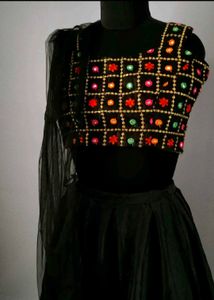 Black Embroidered Lehenga Set