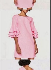 Zara Pink Ruffle Shift Dress (Made In Morocco)