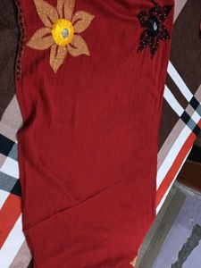 Red Floral Dupatta