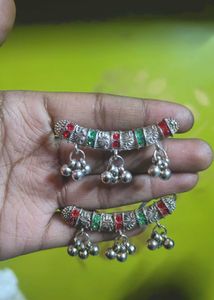 Silver Anklets with Colorful Accents