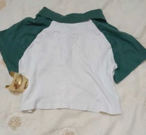 League Sports Crop Polo Top