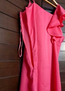 Vero Moda Pink Ruffle One-Shoulder Dress