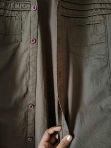 Brown Short Sleeve Button-Up Shirt