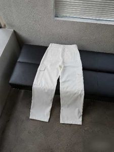 White Six Pocket Cargo High Waisted Jeans