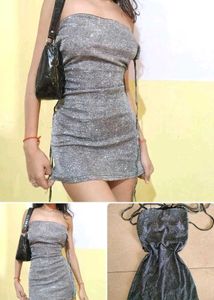 Sparkly Silver Strapless Mini Dress
