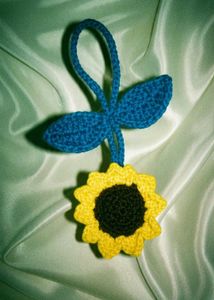 Handmade Crochet Sunflower Bag Charm