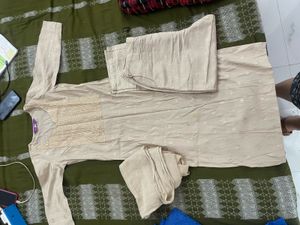Elegant Golden Kurta Set with Dupatta
