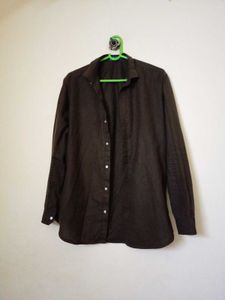 Men's Dark Brown Button-Up Shirt