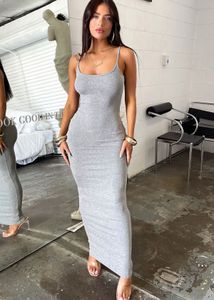 Grey Spaghetti Strap Maxi Dress