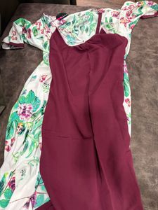 Clovia Burgundy Night Suit with Robe