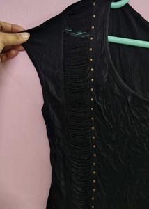 Black Studded Cut-Out T-Shirt
