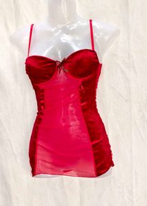 746. RedVelvetCorset Mini Dress Sheer Mesh panel