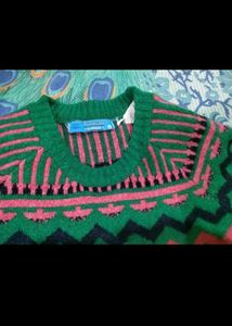 Green Geometric Knit Sweater