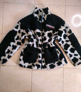 Cow Print Fleece Jacket🐄🤠🩰📦🪞🍂
