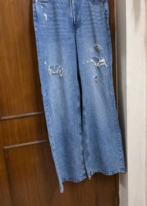 H&amp;M Distressed Wide Leg Jeans