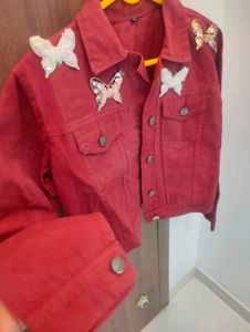 Denim Jacket With Butterfly Design
