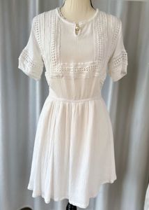 White Eyelet Detail Mini Dress