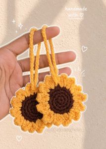 Crochet Sunflower Bag Charms🌻