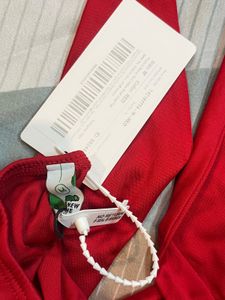 Red Halter Neck Crop Top with Scarf Detail