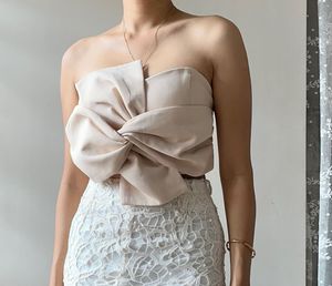 Elegant Bow Detail Strapless Top