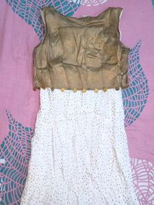 Sparkly White Dress with Gold Shrug