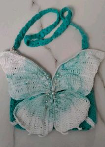 Crocheted Butterfly Crossbody Bag