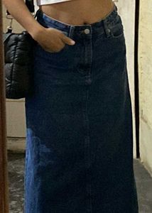 Dark Wash Maxi Denim Skirt
