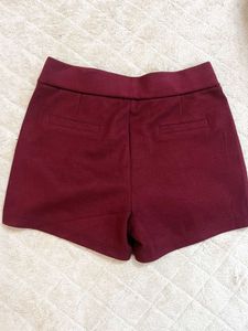 Maroon Button Detail Shorts