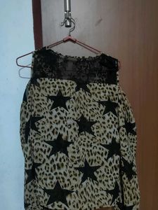 Leopard Star Cold Shoulder Top