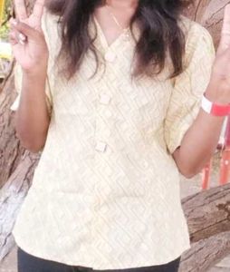 Light Yellow Button-Up Top