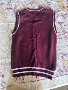 Maroon V-Neck Sleeveless Sweater Vest