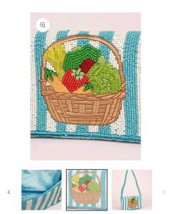 Beaded Fruit Basket Shoulder Bag