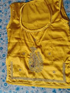 Yellow Embroidered rajasthani poshak