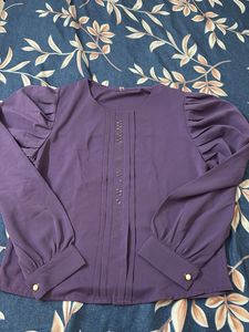Elegant Purple Puff Sleeve Top😍