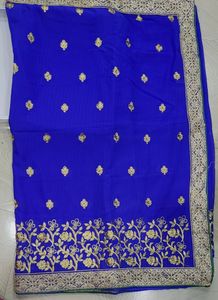 दर्जेदार Party Wear Embroidery Saree &amp; BLOUSE PIC
