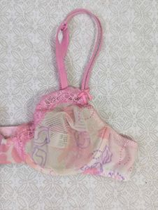 Pretty Pink lace Floral Print Bra