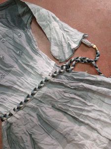 Elegant Grey Striped Gown