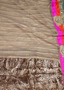 Beautiful Brown Valvet-Net Saree