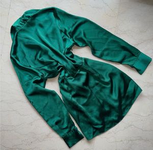 Zara Emerald Satin Wrap Dress