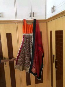 Vibrant Orange &amp; Red salwar set
