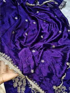 Elegant Purple Kurta Set with Gold Embroidery