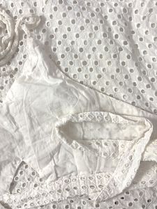 beach wear Chic White Eyelet Crop Top &amp; Skirt Set