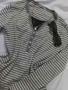 Y2K Elena Gilbert Striped Henley Top