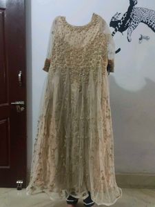 Elegant Gold Embellished Anarkali