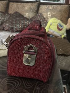 Maroon Textured store cosmetic Vanity Bag