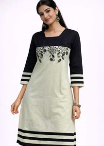 Elegant Black & Pistachio Floral Kurta