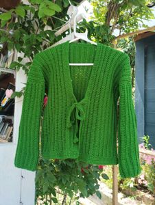 Green Crochet Cardigan
